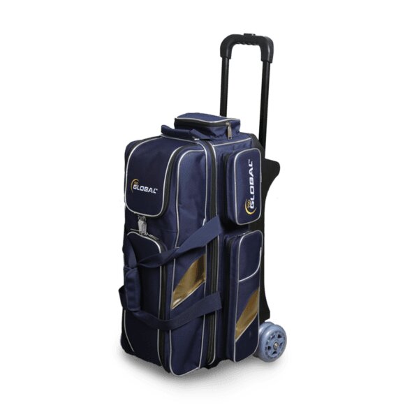 900 Global Deluxe 3 Ball Roller Blue Gold Bowling Bag