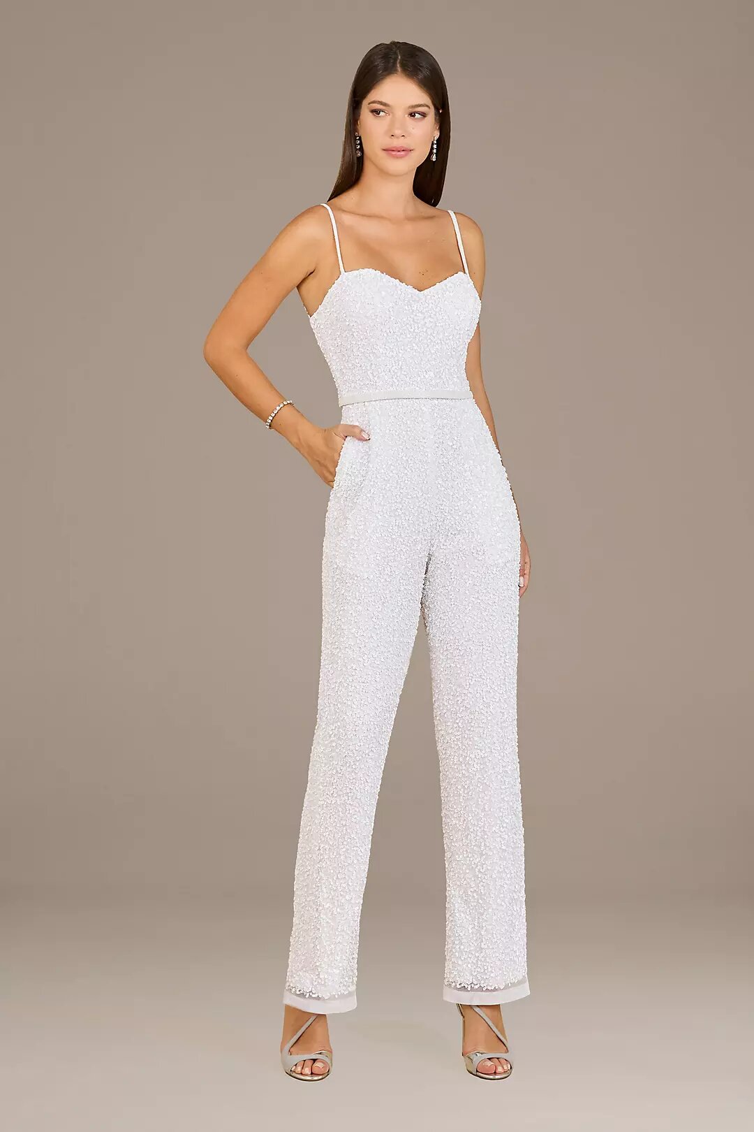 Lara Honey Beaded Spaghetti Strap Jumpsuit