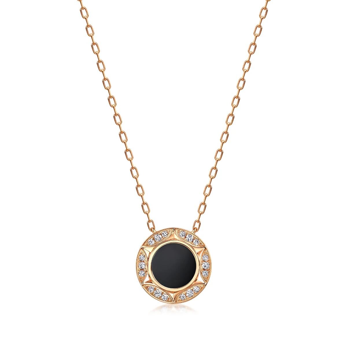 18K Rose Gold Onyx (Black Chalcedony) Necklace