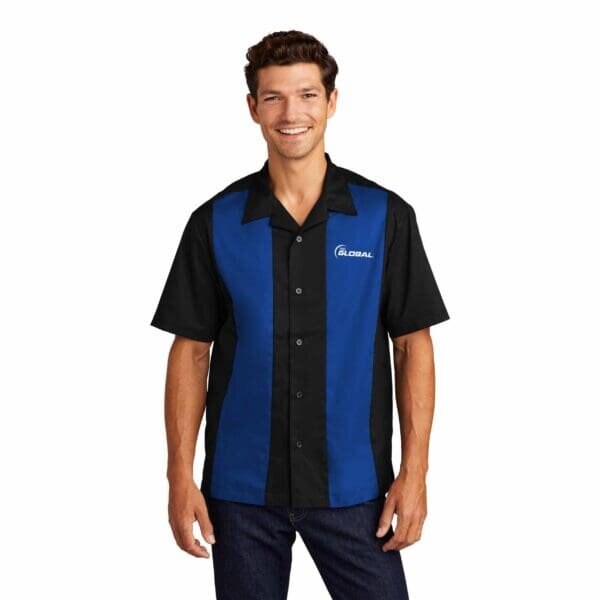 Men’s CoolWick Vintage Rockabilly Bowling Button Polo