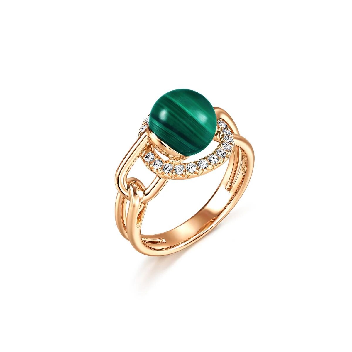 18K Rose Gold Malachite Ring