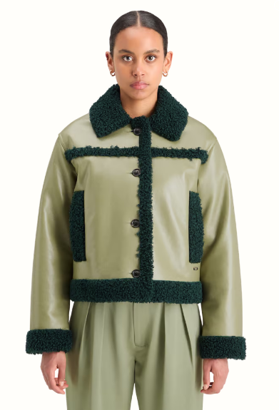 Shearling Vinyl Aviator Jacket