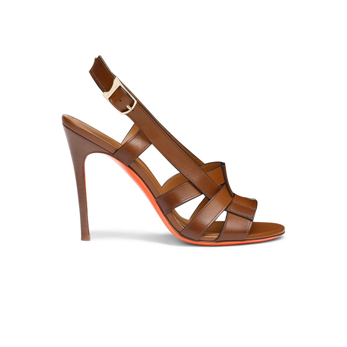 Women's brown leather high-heel Beyond sandal