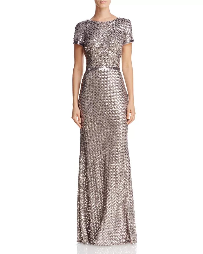 Belted Sequin Gown