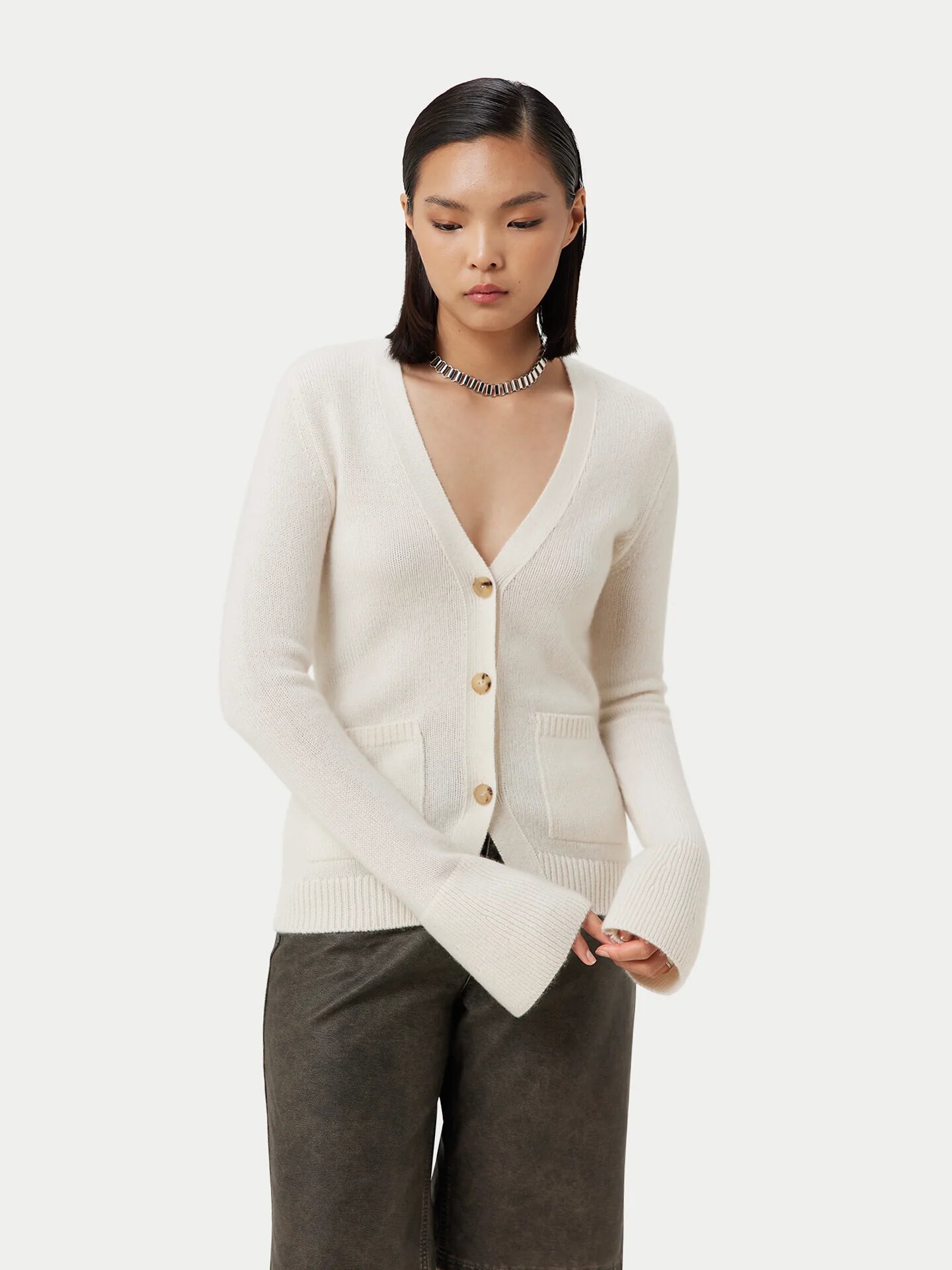 Buttoned Cashmere V-Neck Cardigan