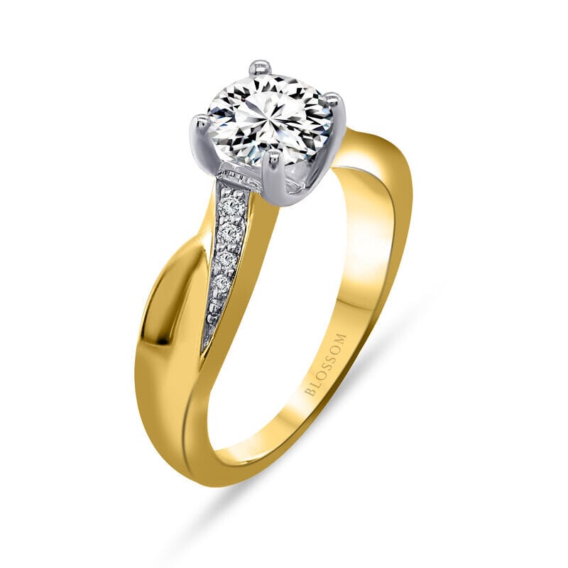 Diamond Twist Wide Band Engagement Ring in 14k Yellow Gold