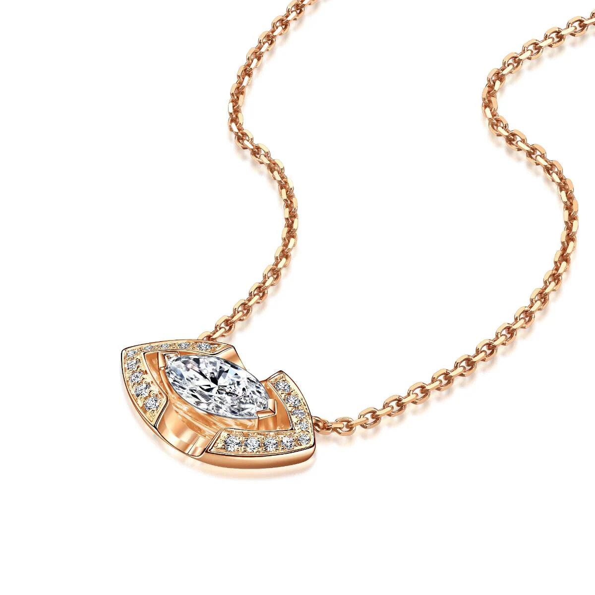 18K Rose Gold Marquise-Shaped Diamond Necklace