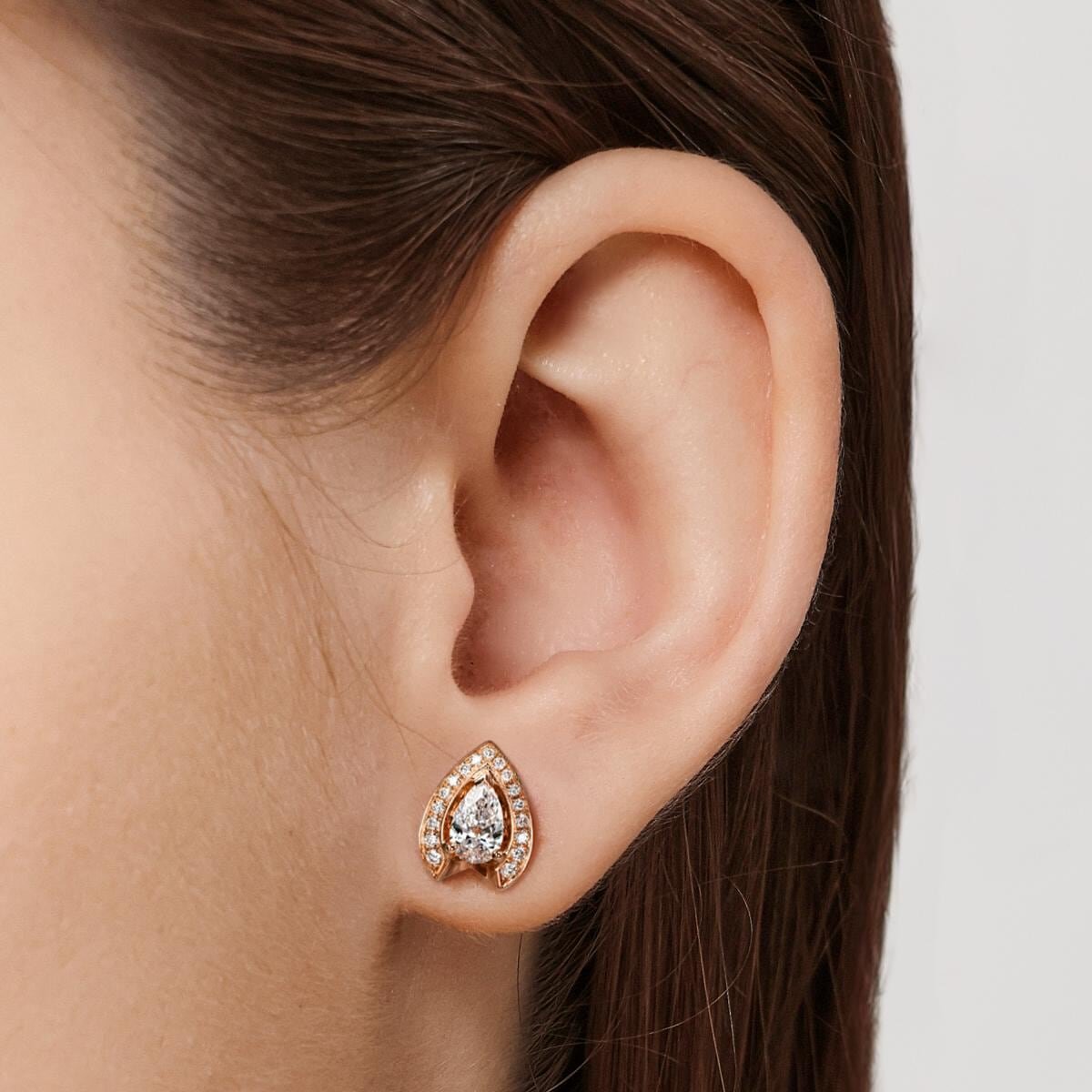 18K Rose Gold Pear-Shaped Diamond Earrings