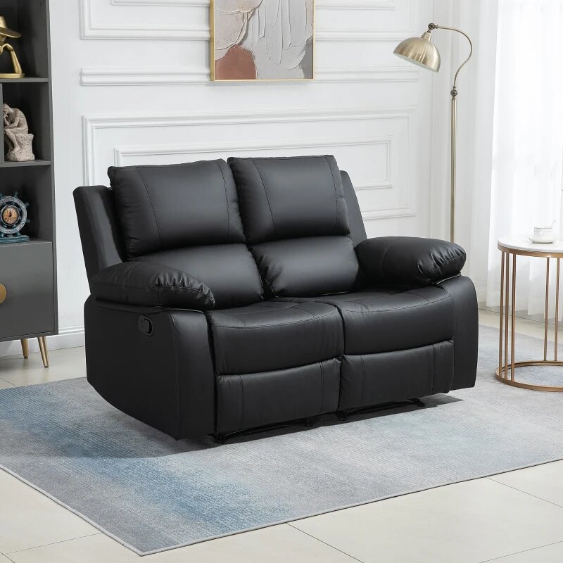 Double Reclining Loveseat, PU Leather Manual Recliner Chair
