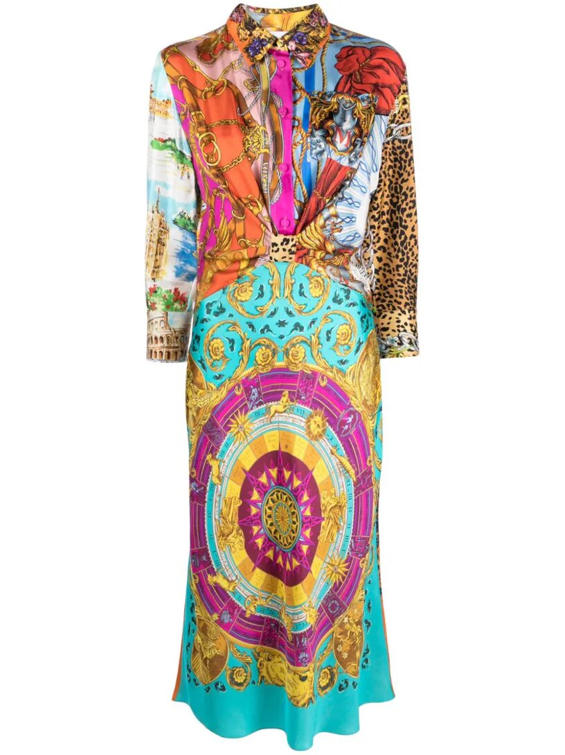 Moschino Scarf Print Twill Dress