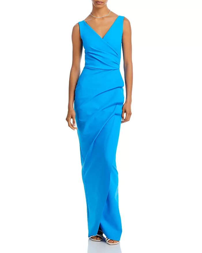 Zalfa Sleeveless V Neck Gown