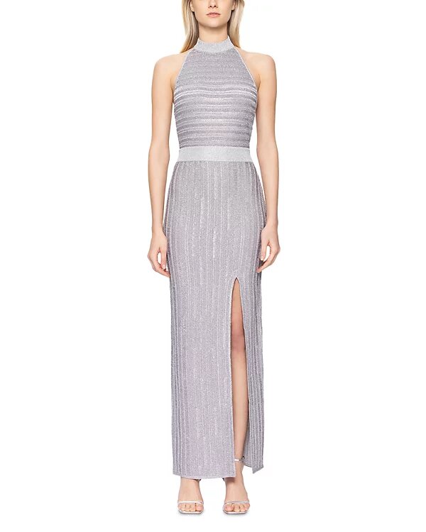 Halter Eyelash Knit Gown