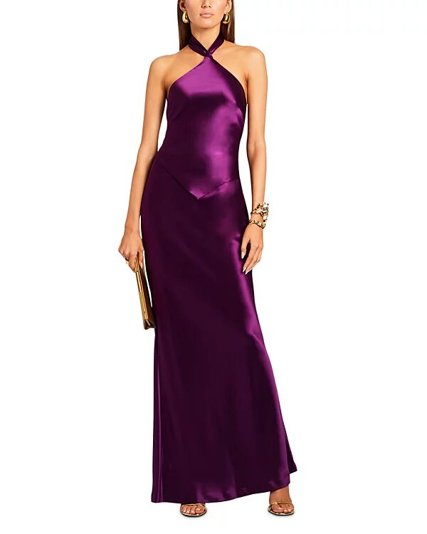 Retrofete Ester Satin Halter Dress