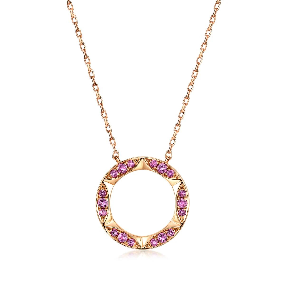 18K Rose Gold Pink Sapphire Necklace