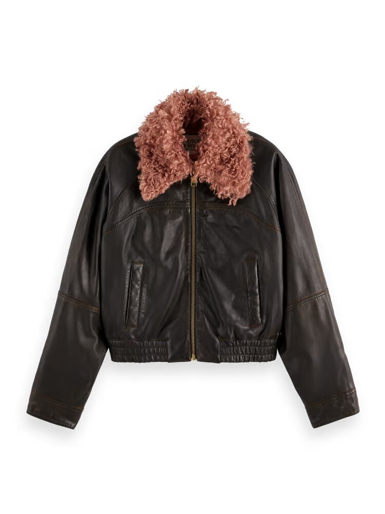 Teddy Collar Leather Jacket