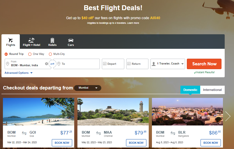 Best Flight Deals!Get upto $40 off with promo code AIR40