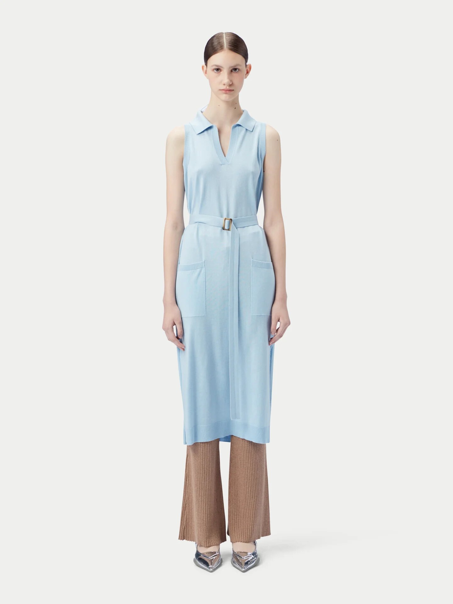 Sleeveless Silk Cashmere Polo Dress