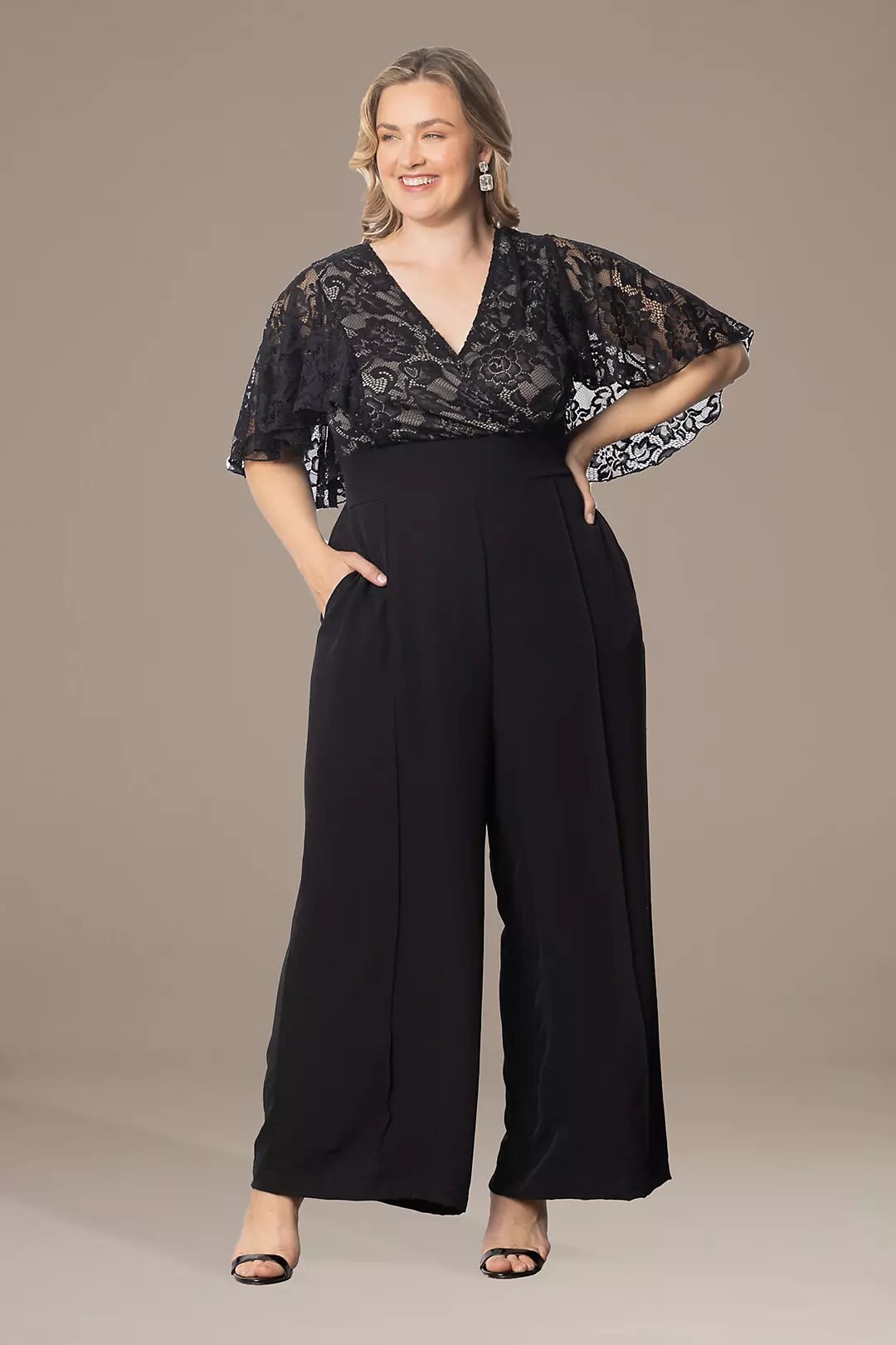 Plus Size Helena Lace Bodice Wide Leg Jumpsuit