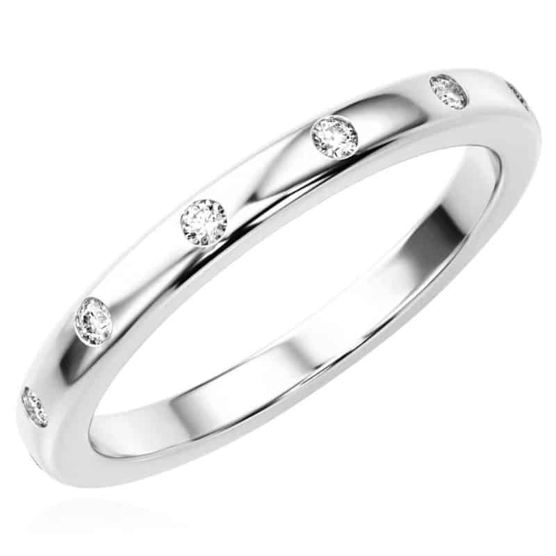 Real Diamond 14K Real Gold White Band Ring