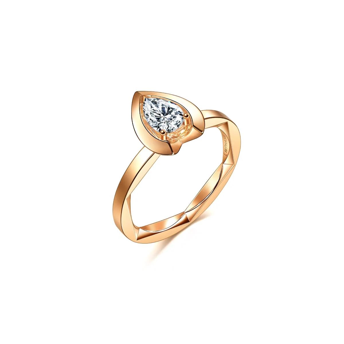 18K Rose Gold Pear-Shaped Diamond Ring