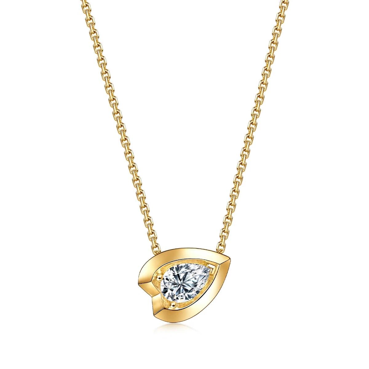 18K Yellow Gold Pear-Shaped Diamond Necklace