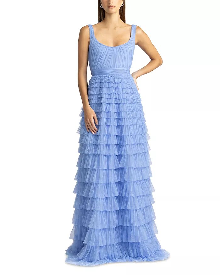 Layered Ruffle Tulle Gown