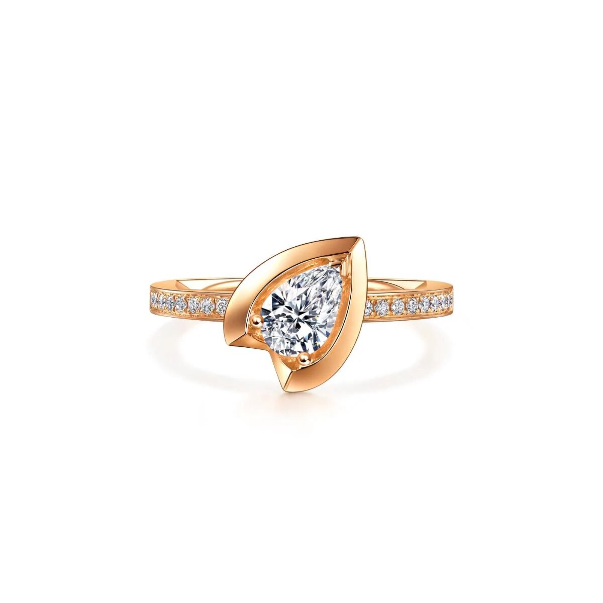 18K Rose Gold Pear-Shaped Diamond Ring