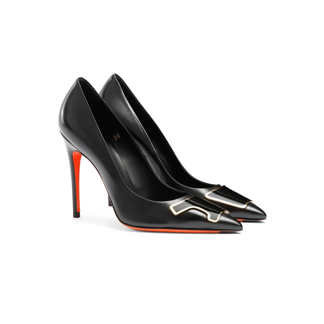 Women's black leather high-heel Santoni Sibille pump