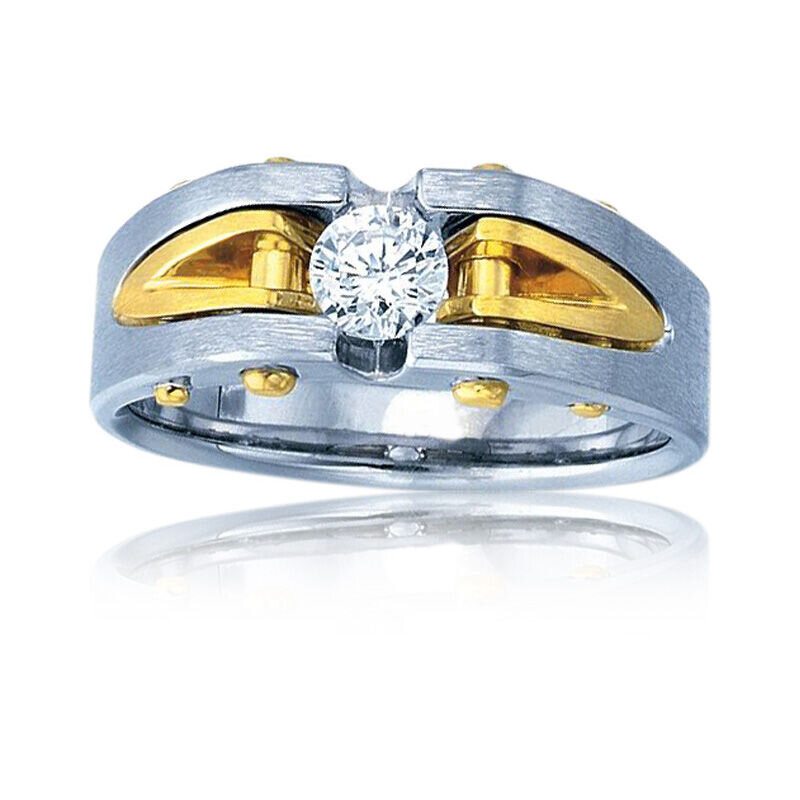 Diamond Solitaire Ring in 10k White & Yellow Gold